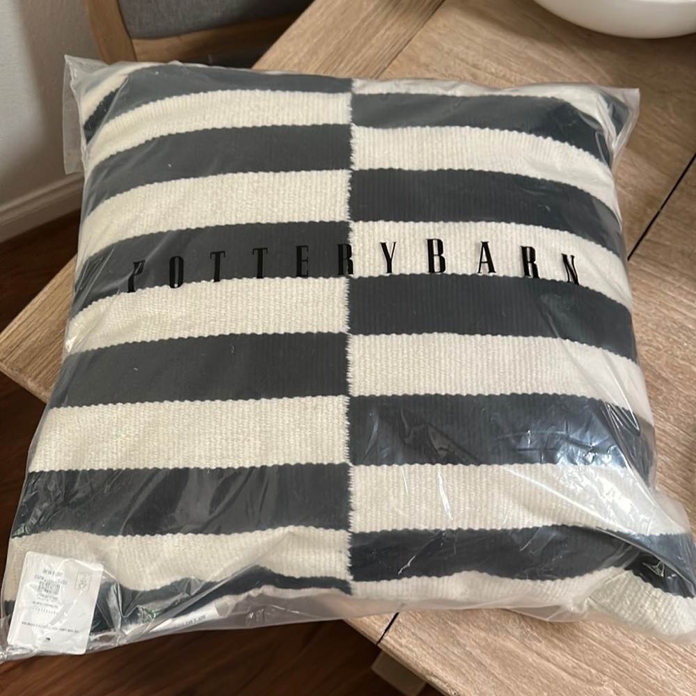 Pottery Barn Skye Textured outdoor pillow striped